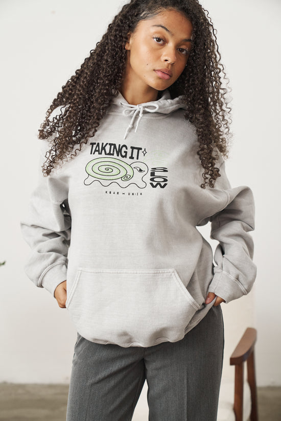 Load image into Gallery viewer, KBAR X UN:IK &amp;#39;Taking It Slow&amp;#39; Vintage Washed Hoodie - Grey
