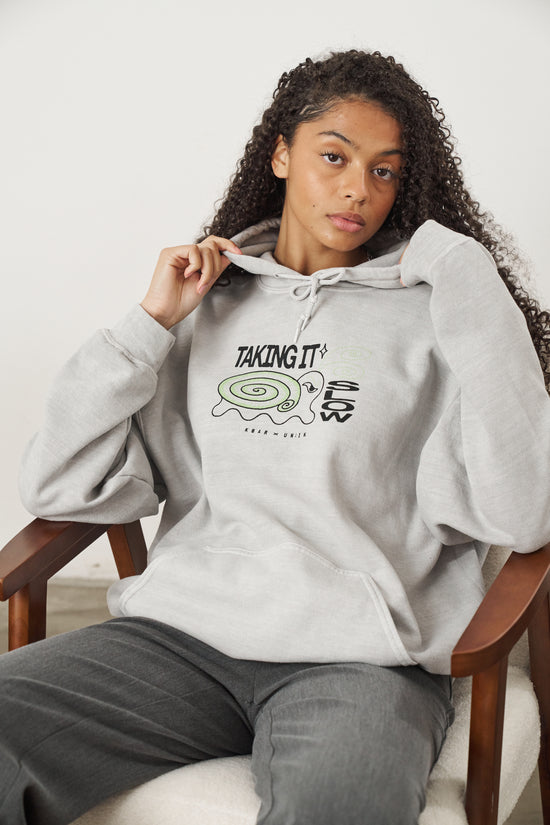 Load image into Gallery viewer, KBAR X UN:IK &amp;#39;Taking It Slow&amp;#39; Vintage Washed Hoodie - Grey
