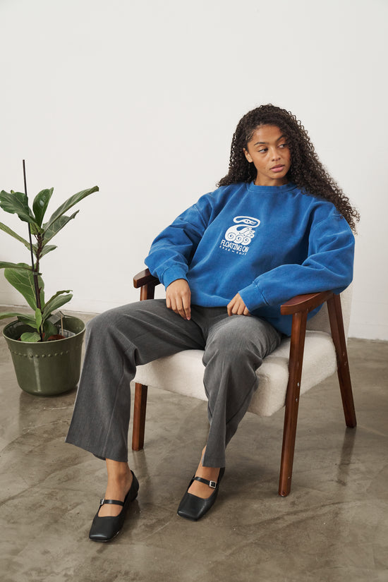 KBAR X UN:IK 'Floating On' Vintage Washed Sweater - Blue