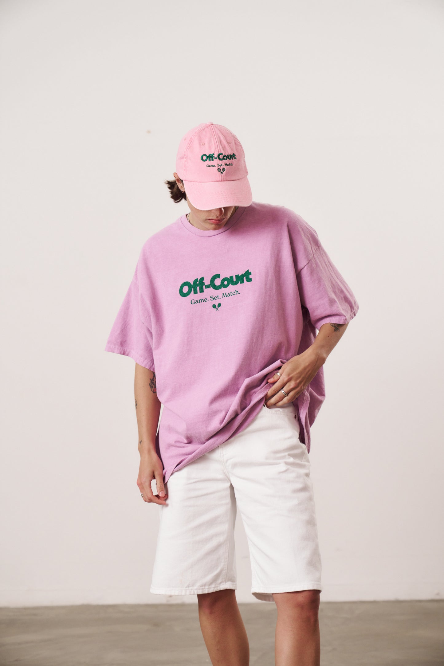 Vice 84 'Off-Court GSM' Vintage Washed Tee & Cap Bundle - Pink