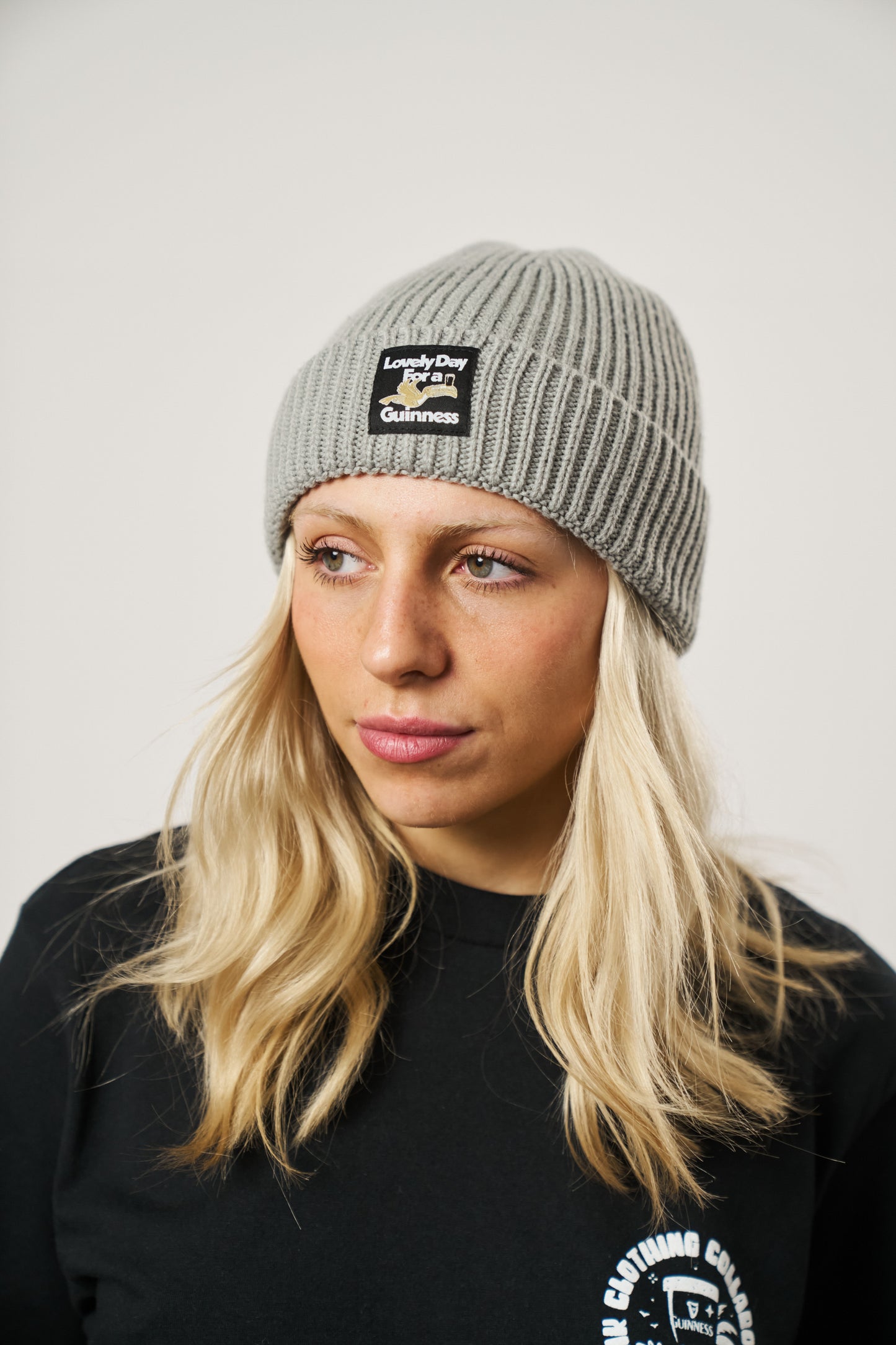 Guinness x UN:IK Ribbed Beanie - Light Grey