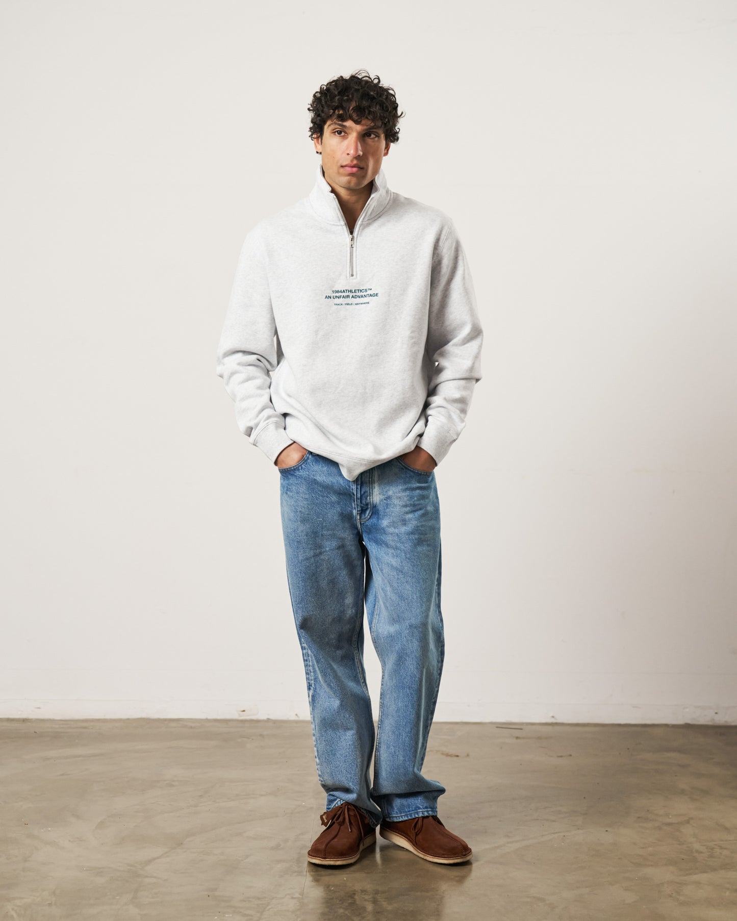 Vice 84 'Athletics' 1/4 Zip Sweater - Ash Grey