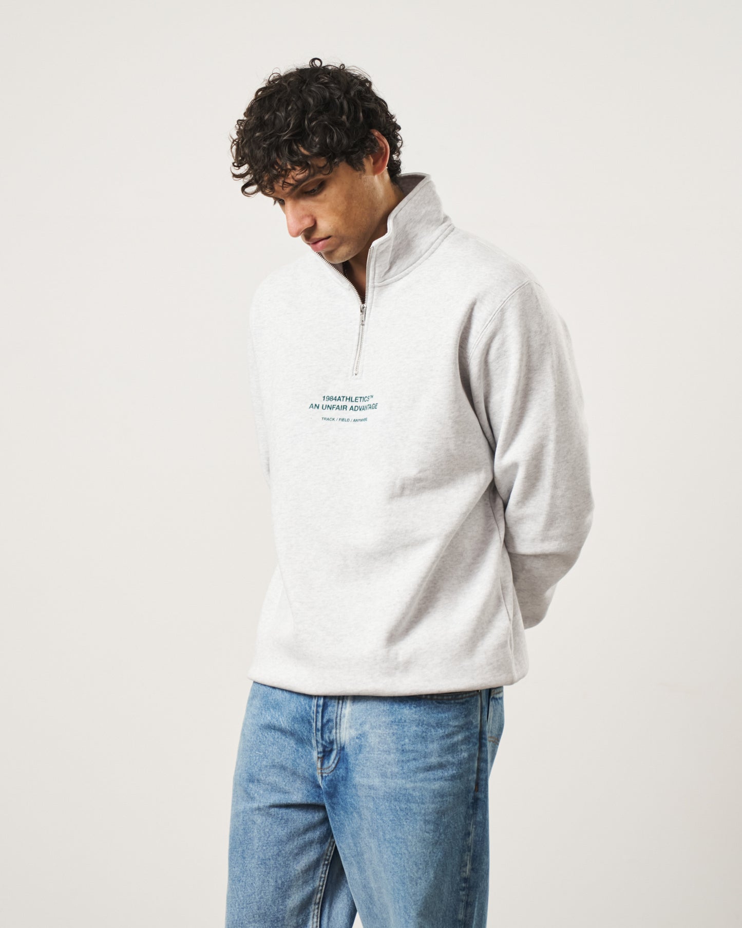 Vice 84 'Athletics' 1/4 Zip Sweater - Ash Grey