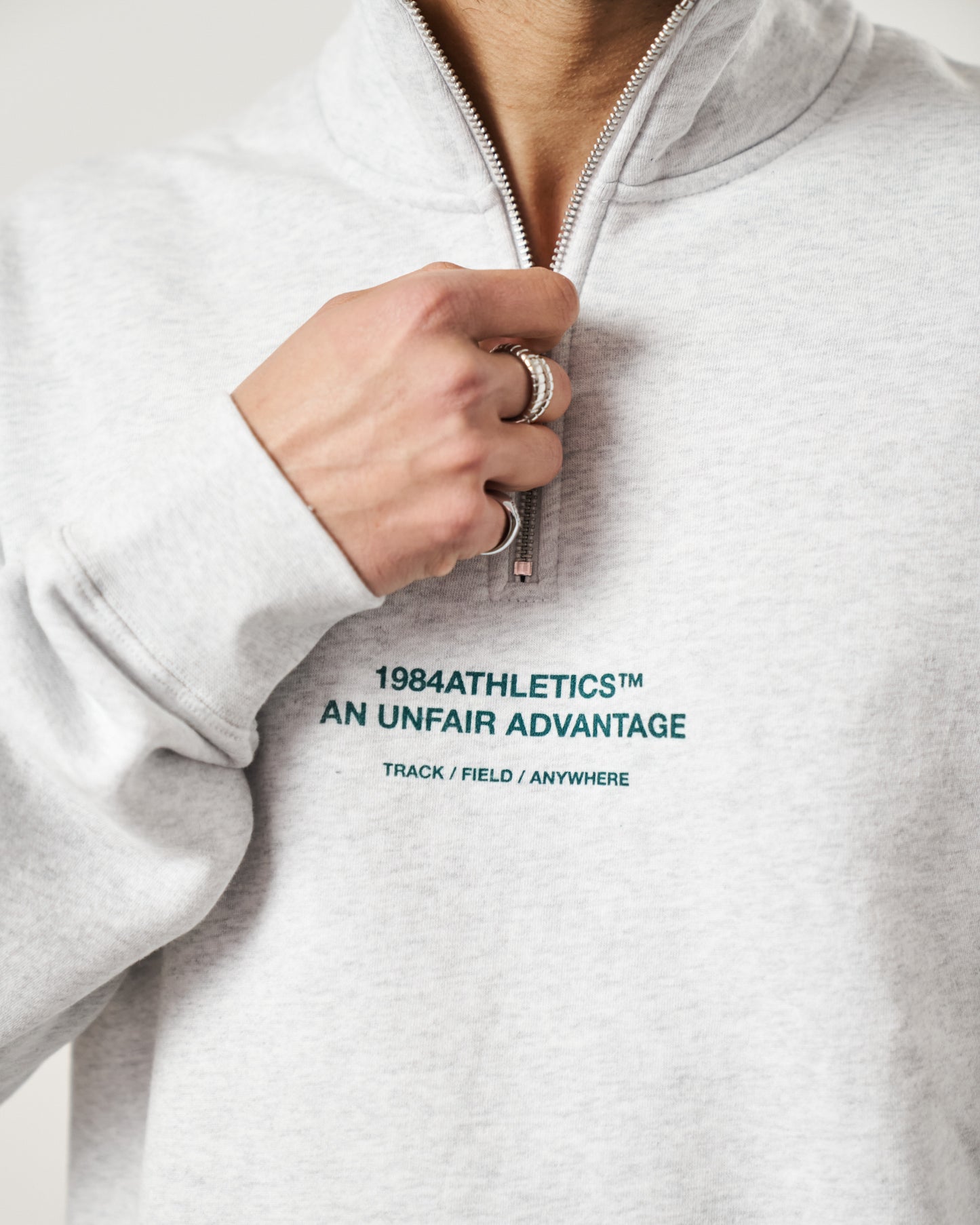 Vice 84 'Athletics' 1/4 Zip Sweater - Ash Grey