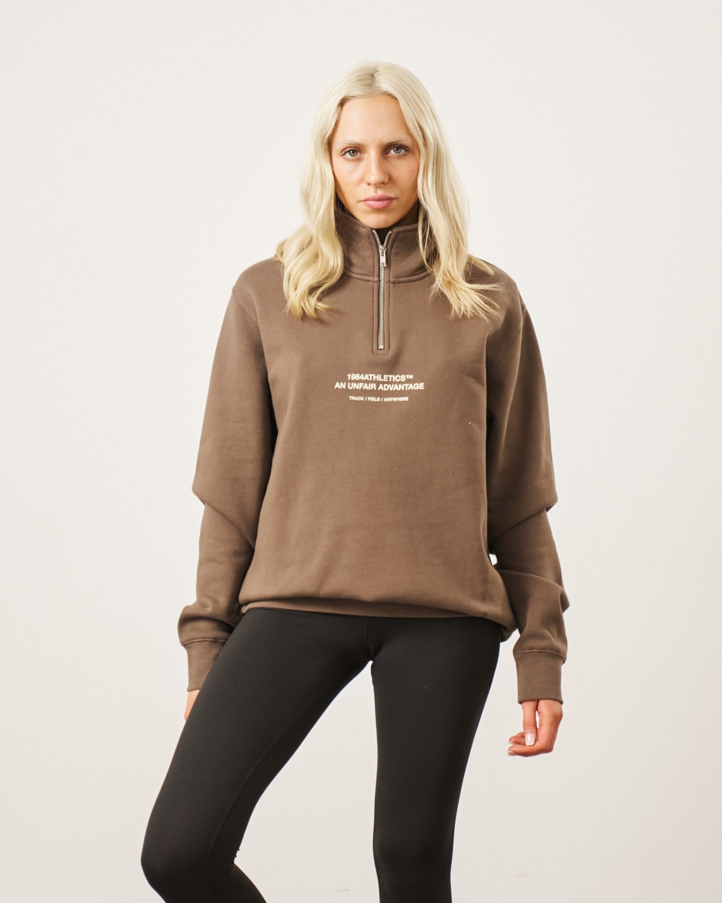 Vice 84 'Athletics' 1/4 Zip Sweater - Walnut