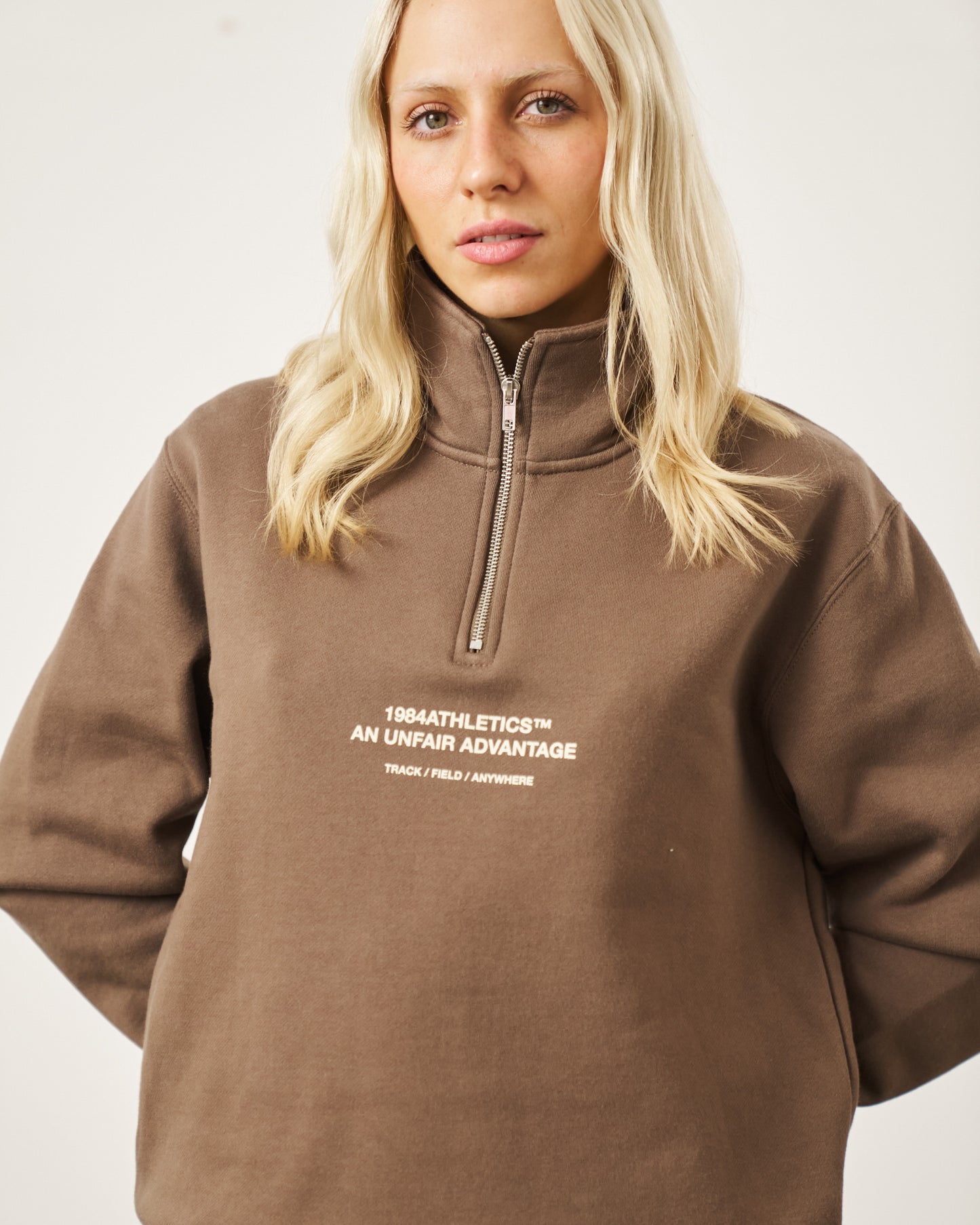 Vice 84 'Athletics' 1/4 Zip Sweater - Walnut