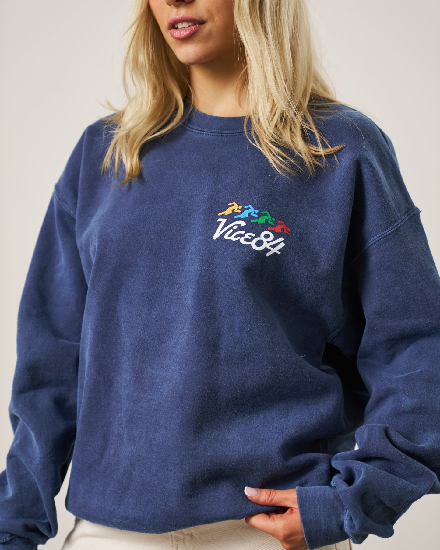Vice 84 'Runner' Vintage Washed Sweater - Navy
