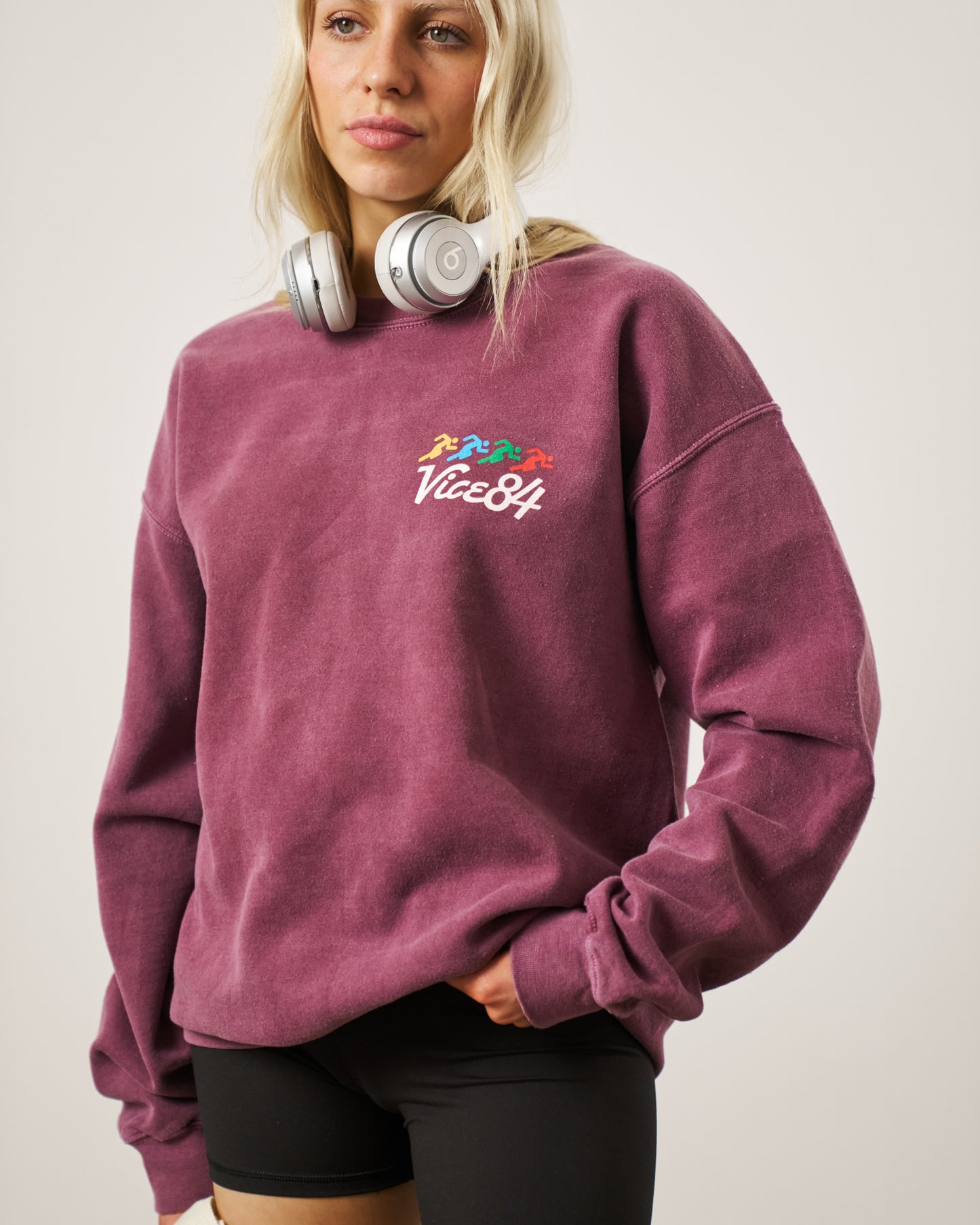 Vice 84 'Runner' Vintage Washed Sweater - Maroon