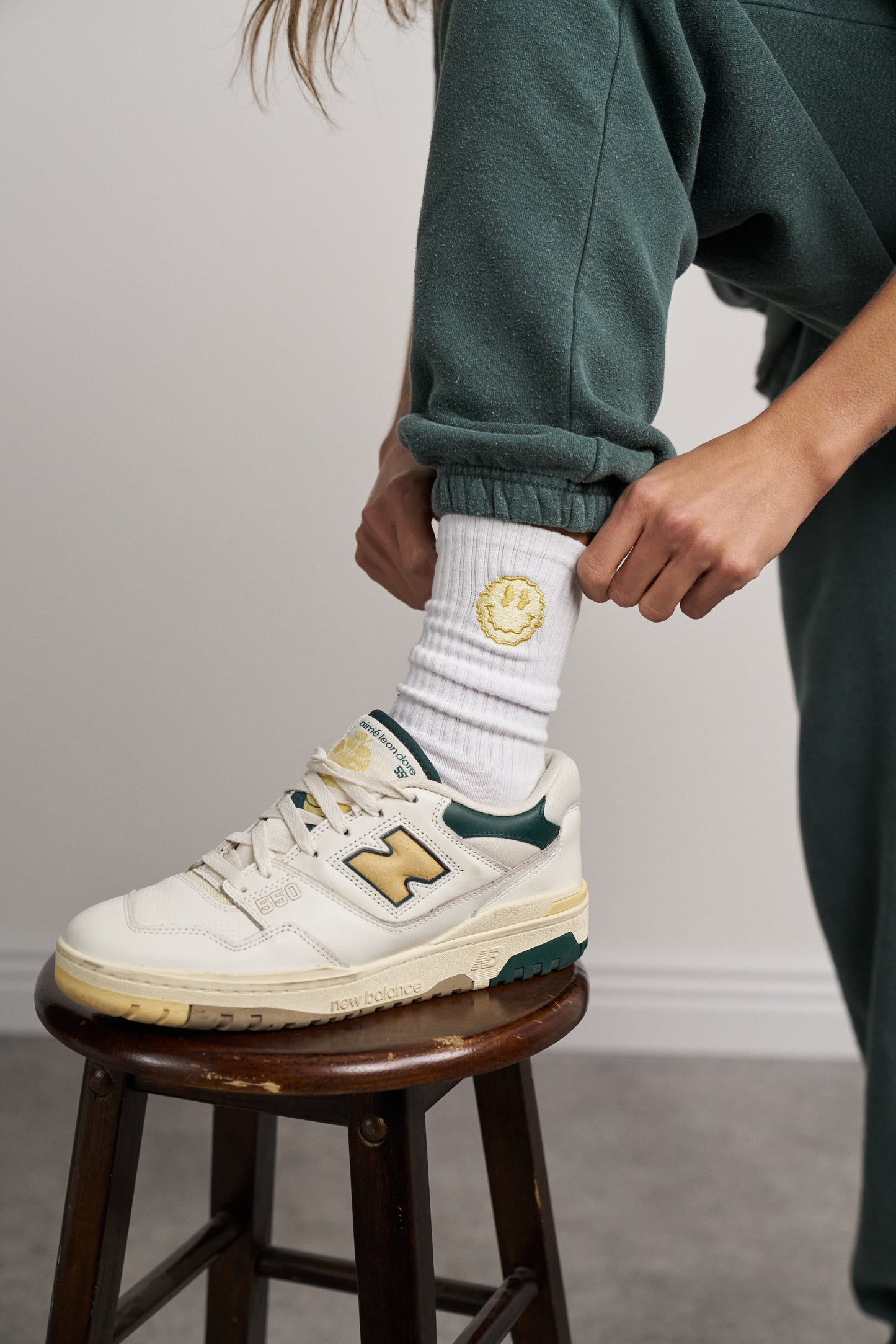 Seasonal Hero 'Trippy Smiler' Embroidered Socks - White