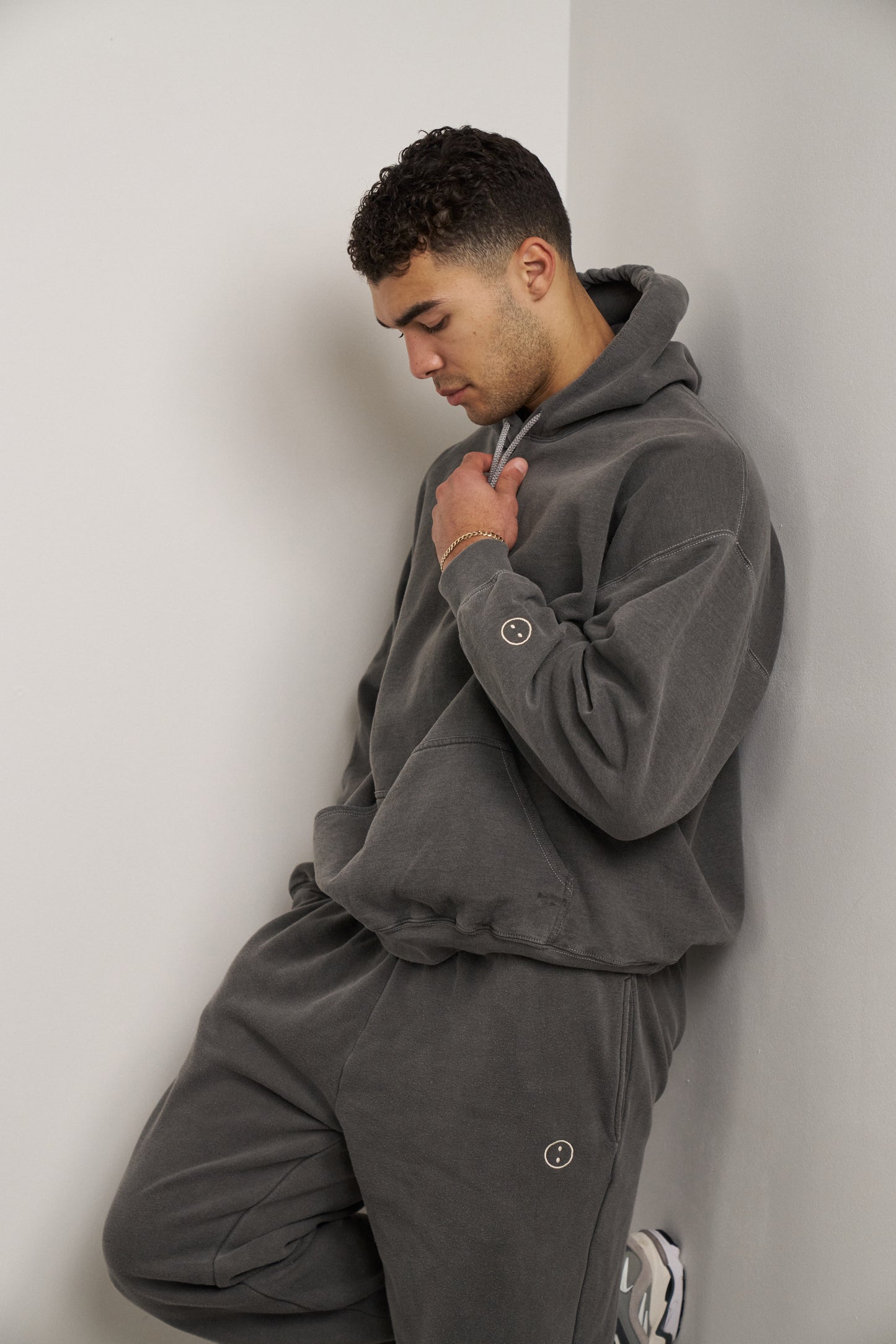 Essentials Vintage Washed Hoodie & Jogger Set - Charcoal