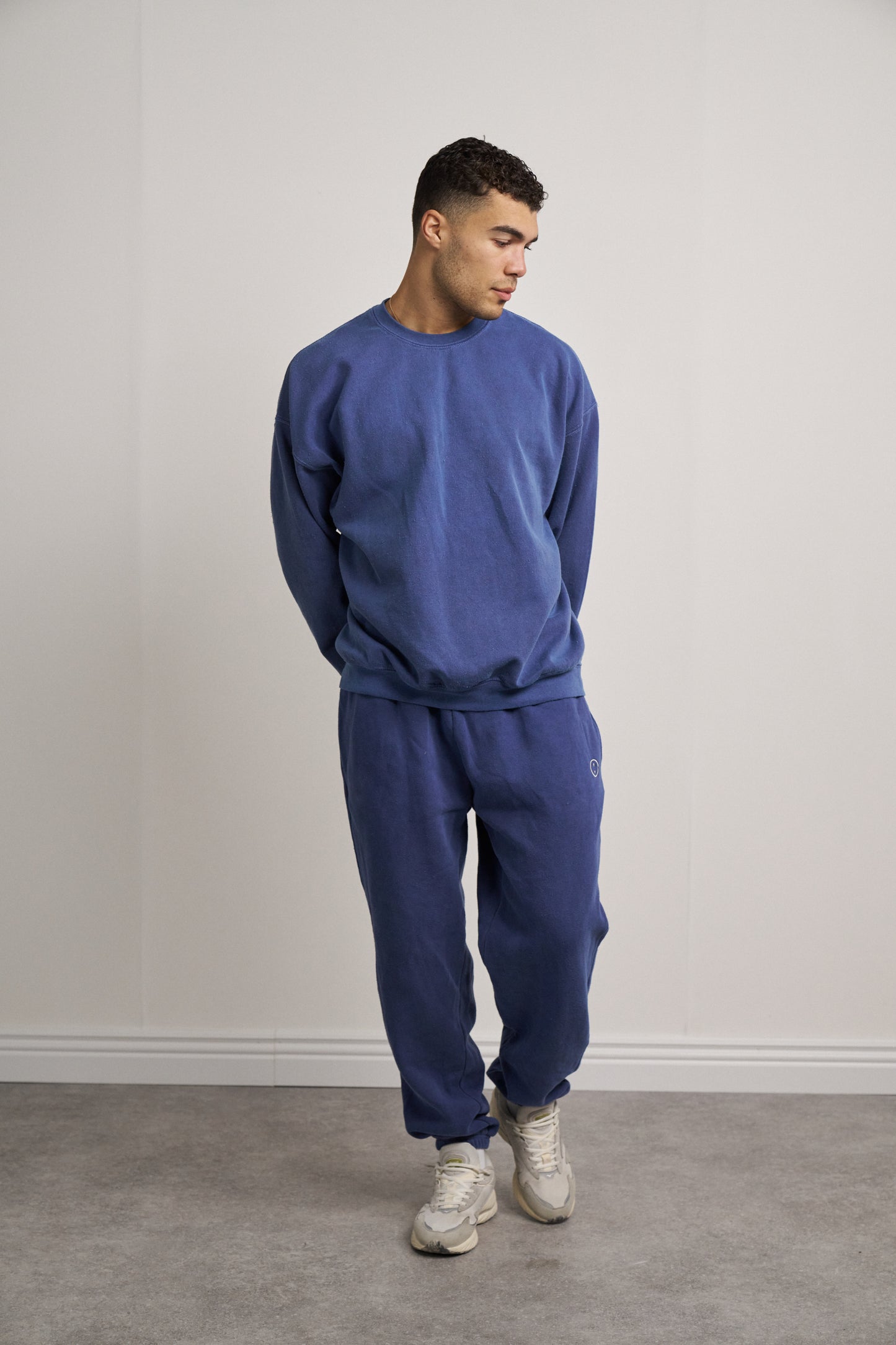 Essentials Vintage Washed Sweater & Jogger Set -  Navy