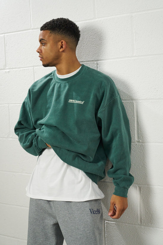 Vice 84 'Classics' Vintage Washed Sweater - Forest