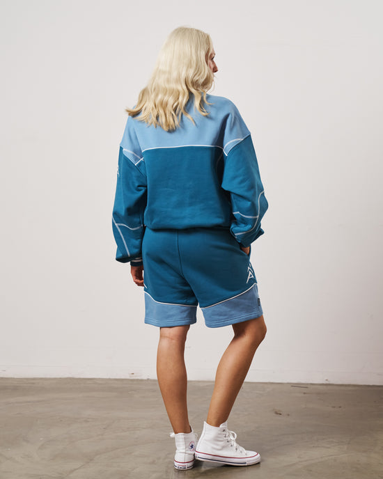 Load image into Gallery viewer, Vice 84 &amp;#39;Warm Up&amp;#39; Heavyweight Panel Jogger Shorts - Blue
