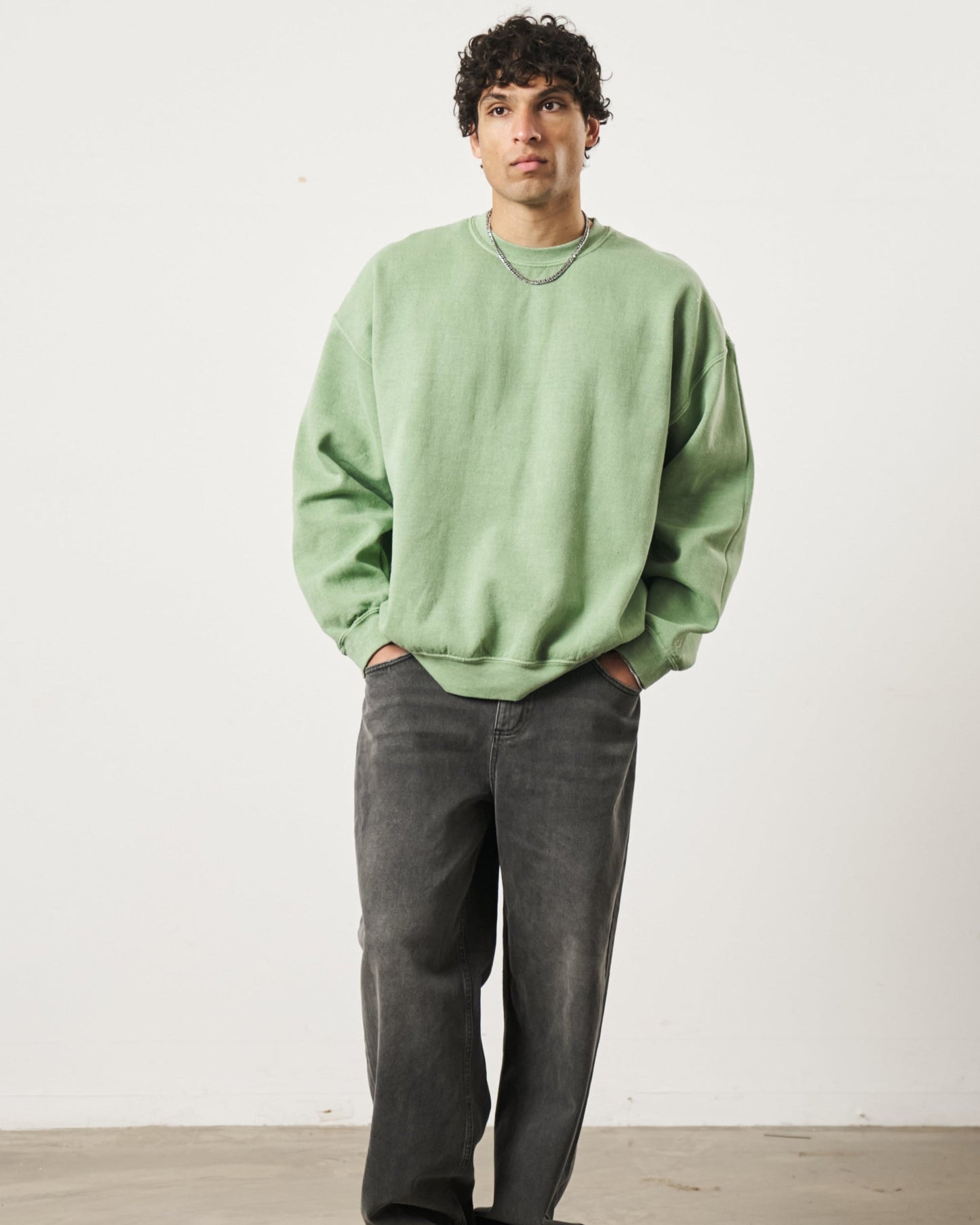 Essentials Vintage Washed Sweater - Sage Green