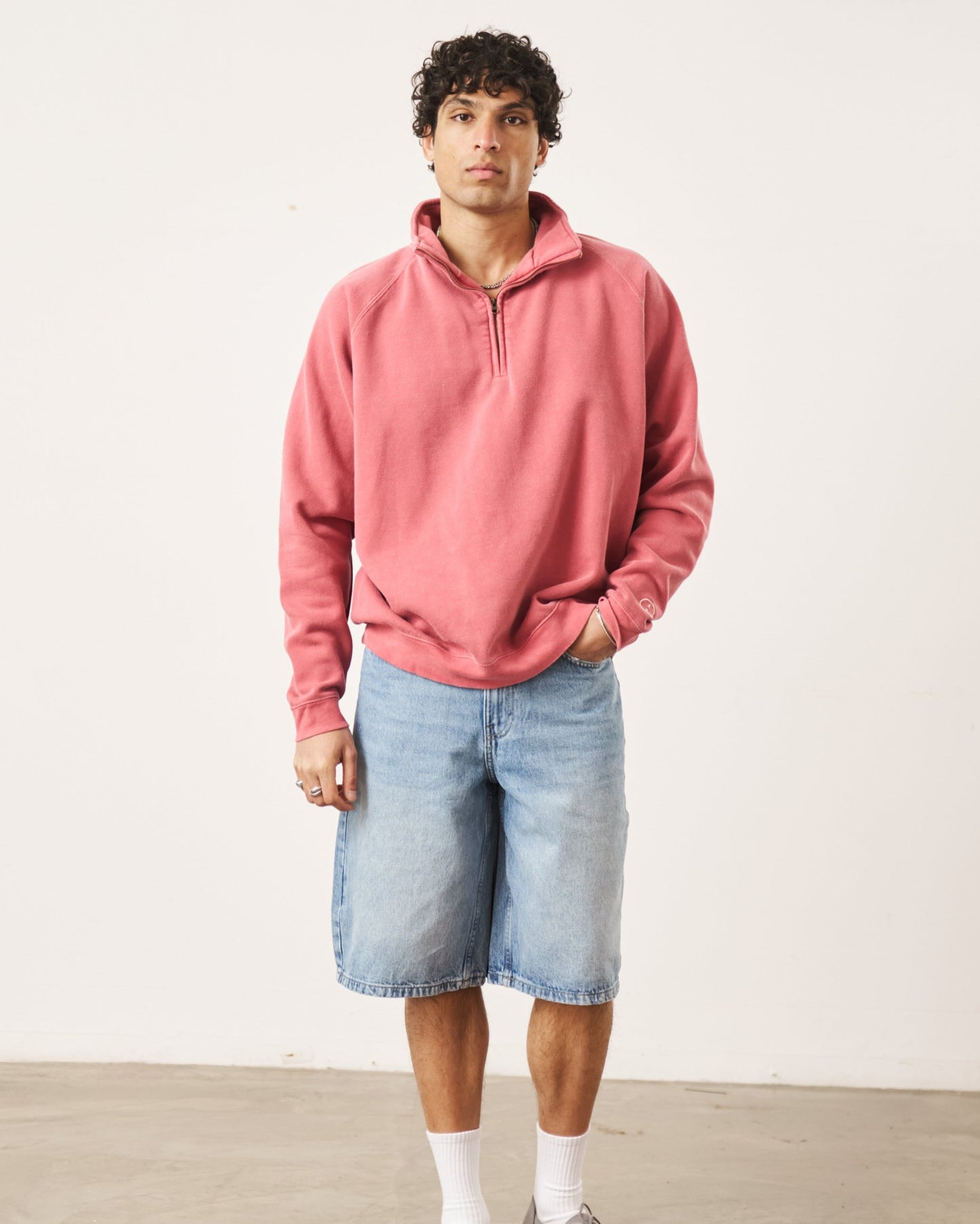 Essentials Vintage Washed 1/4 Zip Sweatshirt Red – UN:IK Clothing