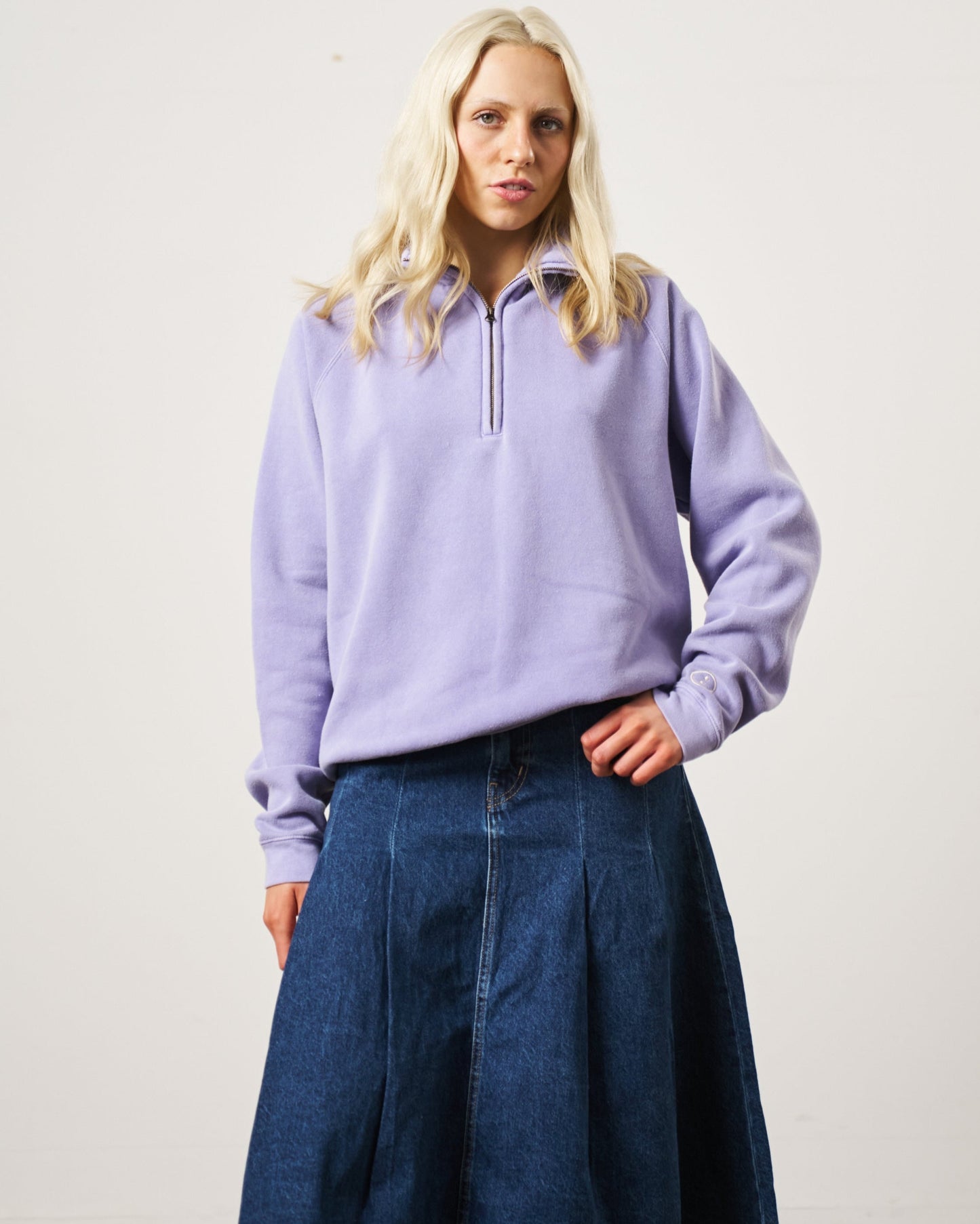 Essentials Vintage Washed 1/4 Zip Sweatshirt - Orchid