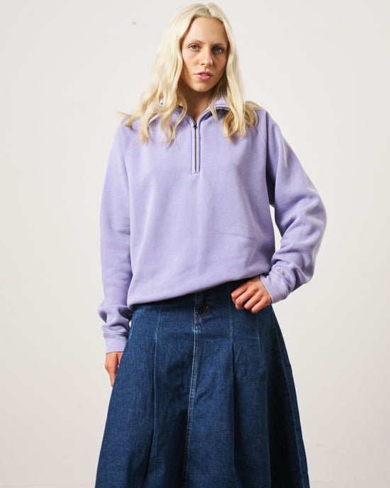 Essentials Vintage Washed 1/4 Zip Sweatshirt - Orchid