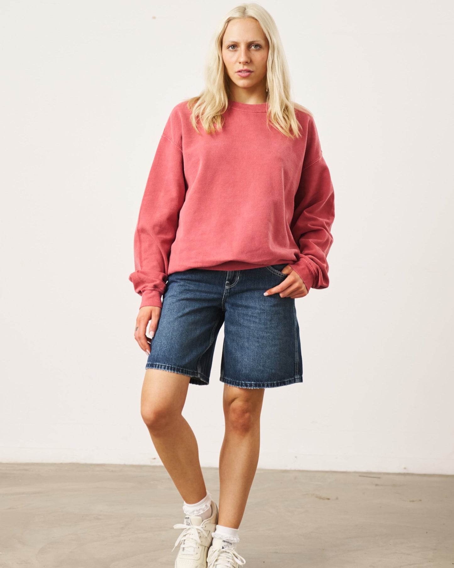 Essentials Vintage Washed Sweater - Red