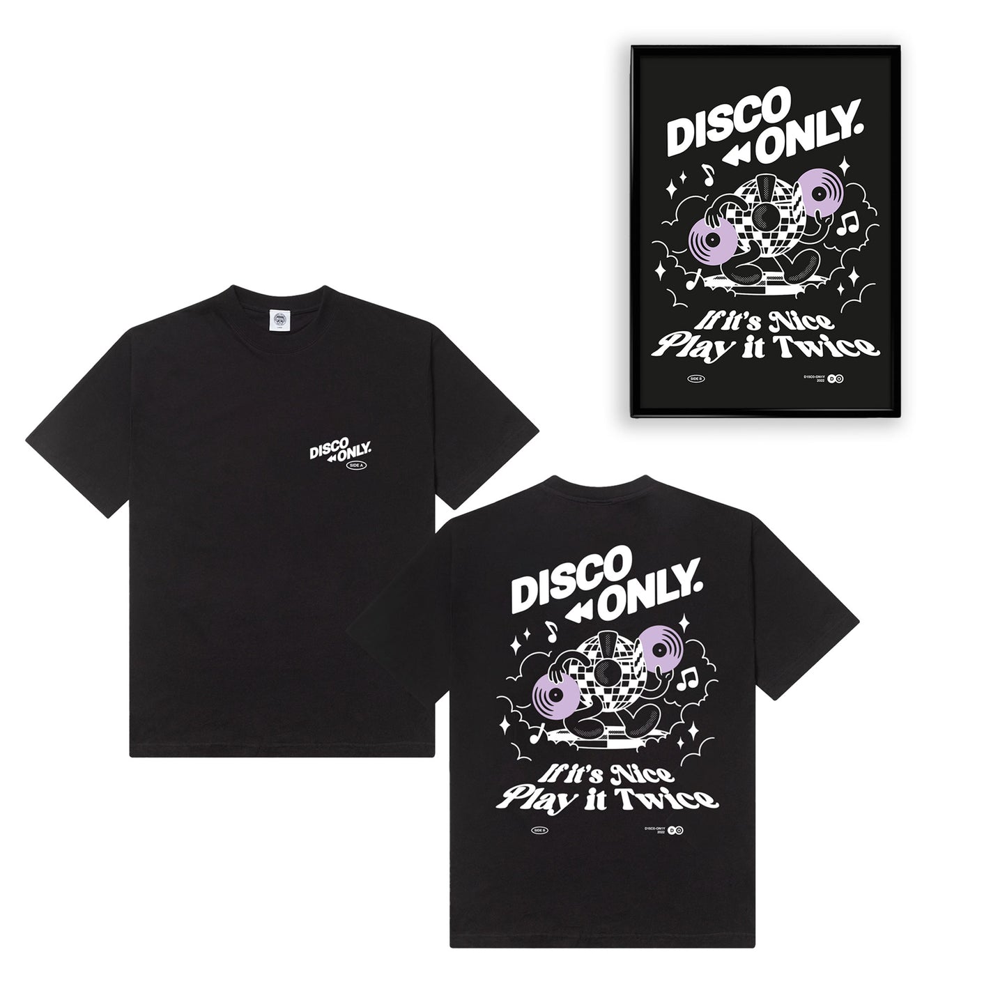 DISCO ONLY 'Play It Twice V4' Tee & Print Bundle - Black