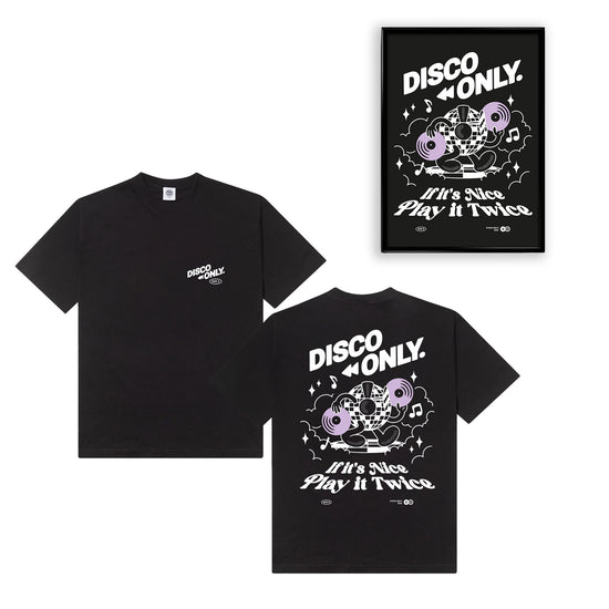 DISCO ONLY 'Play It Twice V4' Tee & Print Bundle - Black