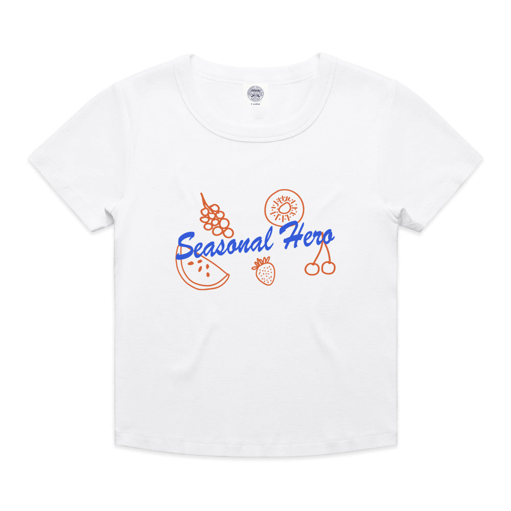 Seasonal Hero 'Fruits' Organic Baby Tee - White