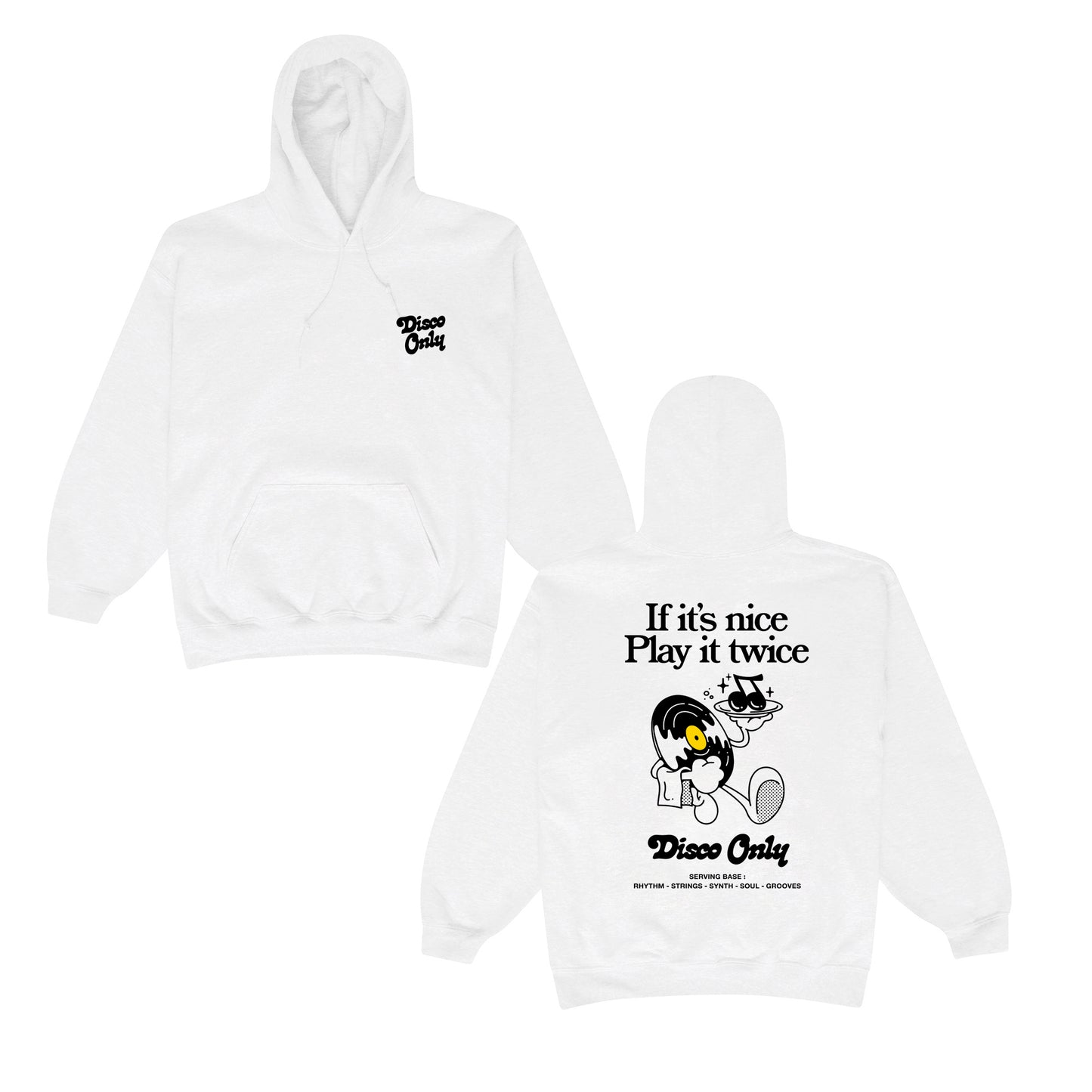 DISCO ONLY 'Play It Twice V2' Hoodie - White