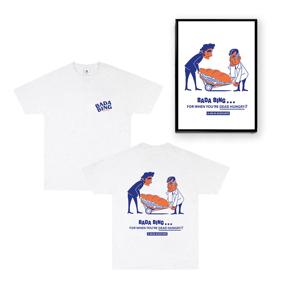 Bada Bing x UN:IK 'Dead Hungry' Tee & Print Bundle - White