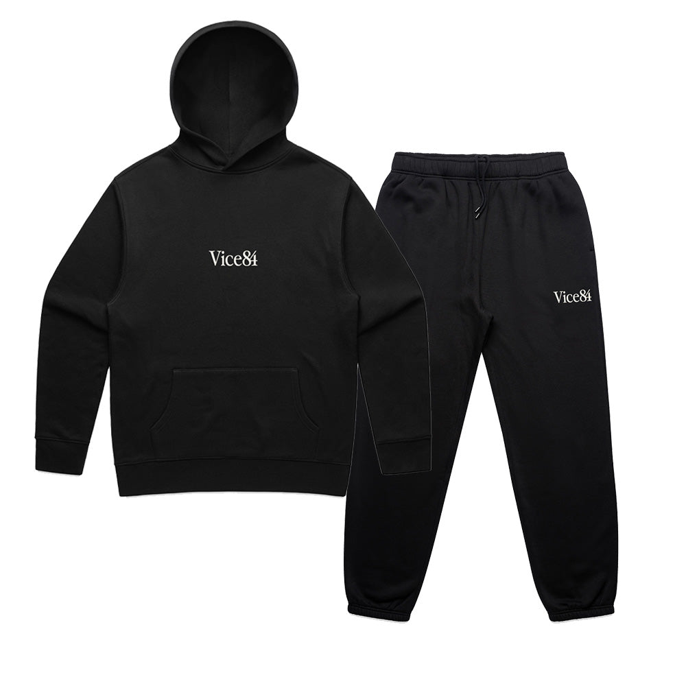 Vice 84 Premium Hoodie Jogger Set Black