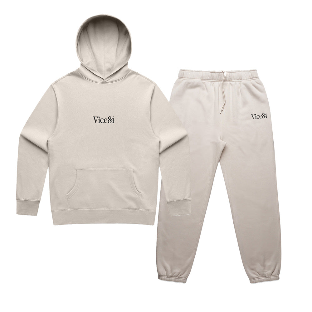 Vice 84 Premium Hoodie & Jogger Set - Bone