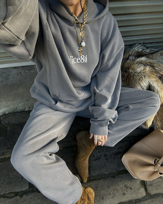 Vice 84 Premium Hoodie & Jogger Set - Faded Grey
