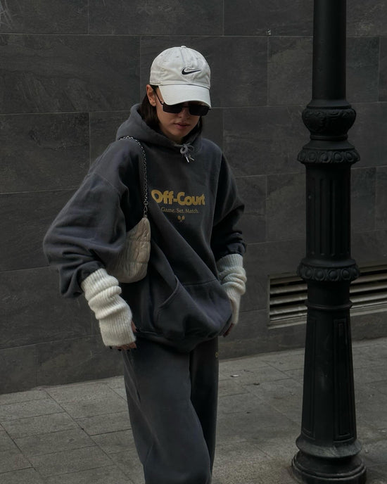 Vice 84 'Off-Court GSM' Vintage Washed Hoodie - Charcoal