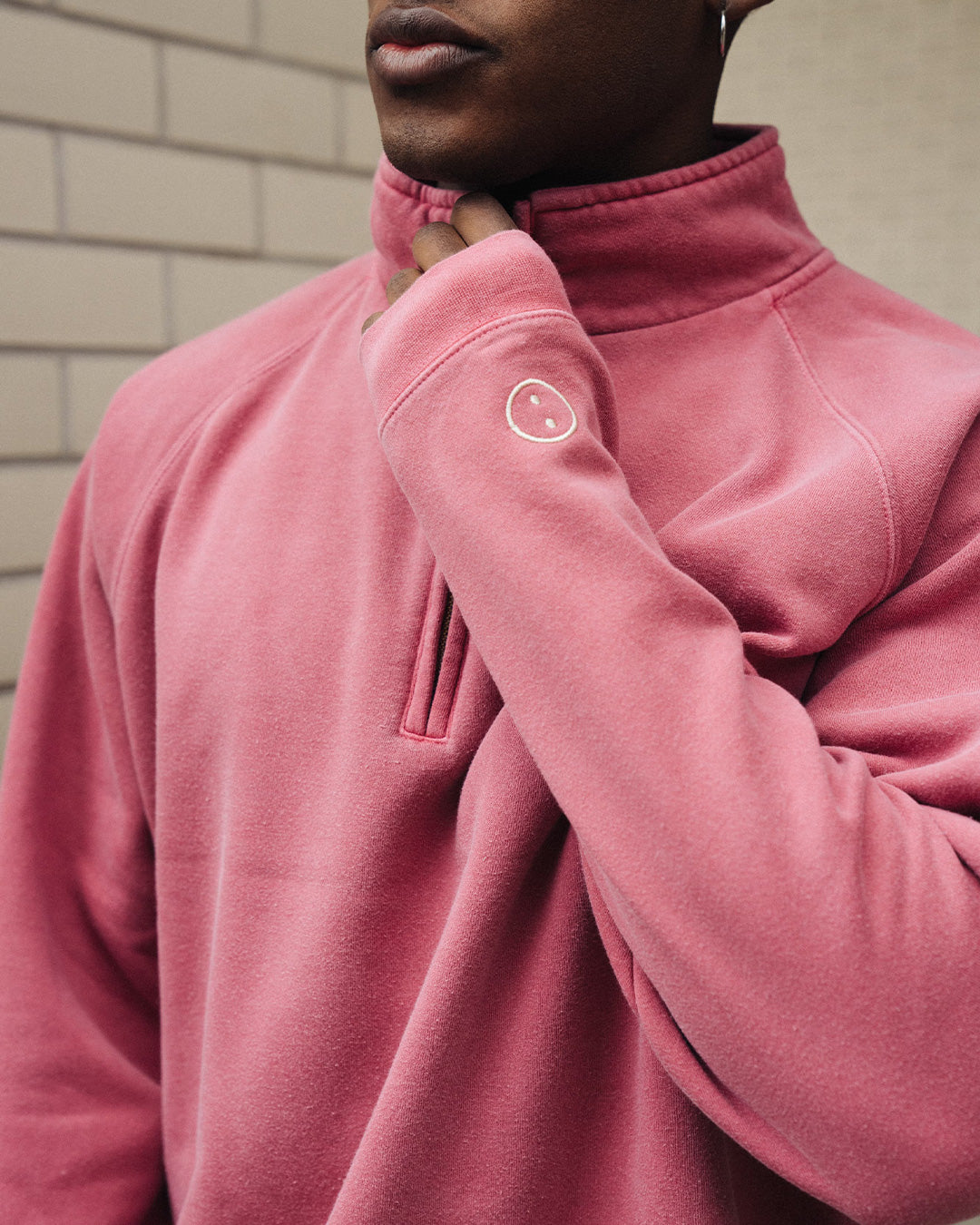Essentials Vintage Washed 1/4 Zip Sweatshirt - Red