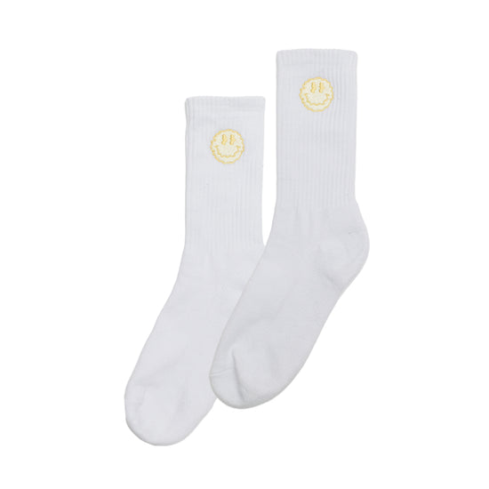 Seasonal Hero 'Trippy Smiler' Embroidered Socks - White