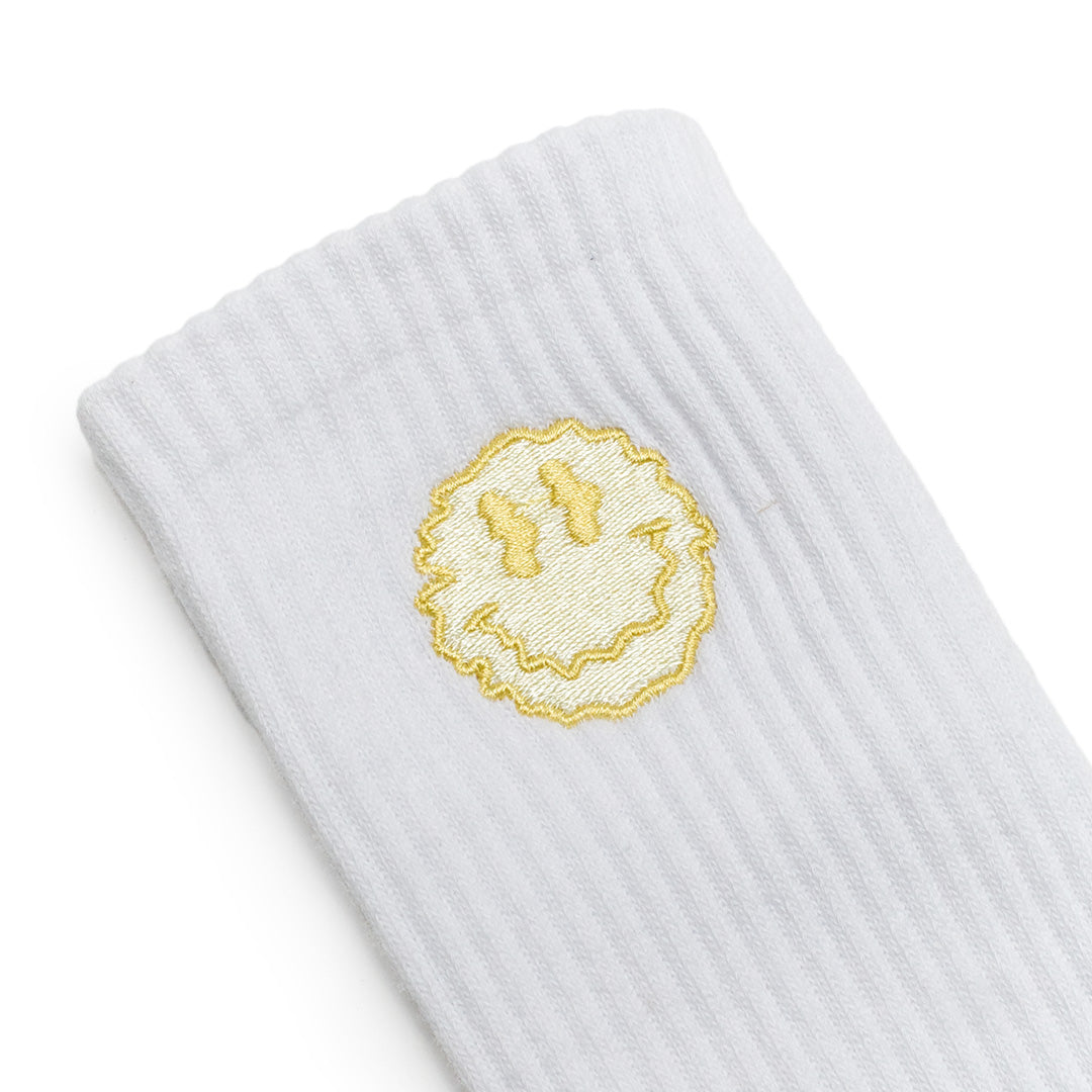 Seasonal Hero 'Trippy Smiler' Embroidered Socks - White