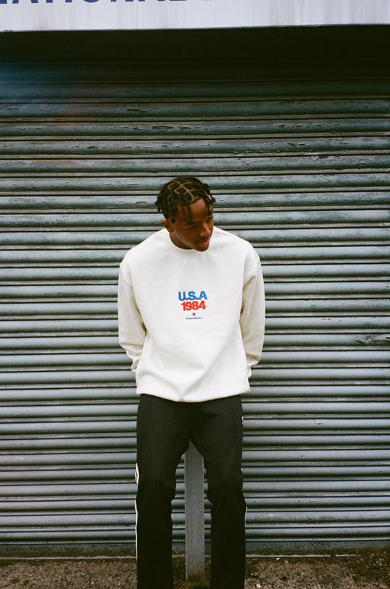 Vice 84 'USA1984' Embroidered Heavyweight Sweater - Ecru