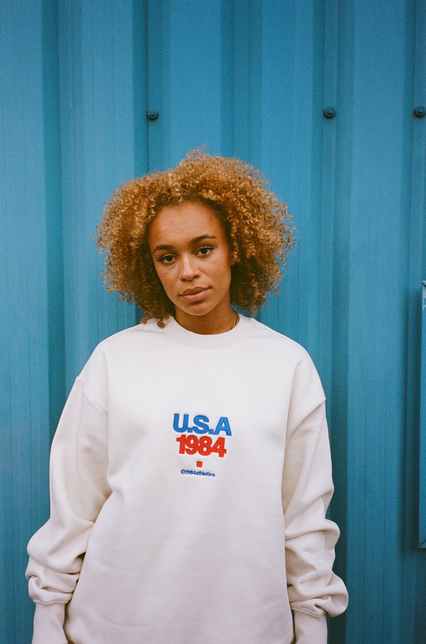 Vice 84 'USA1984' Embroidered Heavyweight Sweater - Ecru