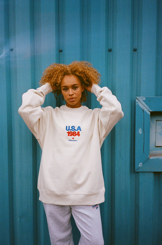 Vice 84 'USA1984' Embroidered Heavyweight Sweater - Ecru