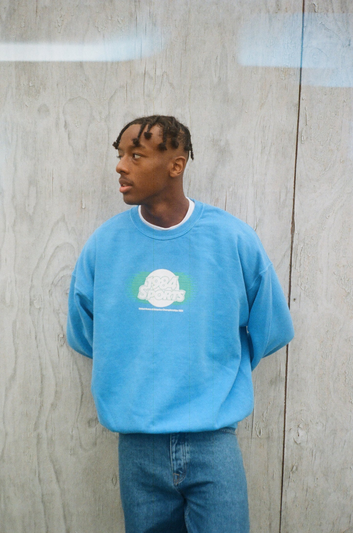Vice 84 Retro Sports Sweater Vintage Washed Royal Blue UN IK