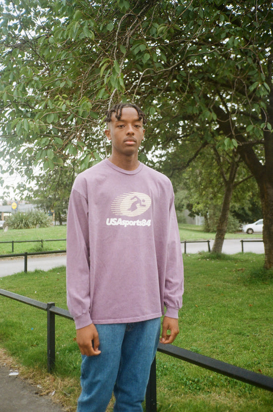 Vice 84 'Sports Runner' Longsleeve Tee - Vintage Washed Plum