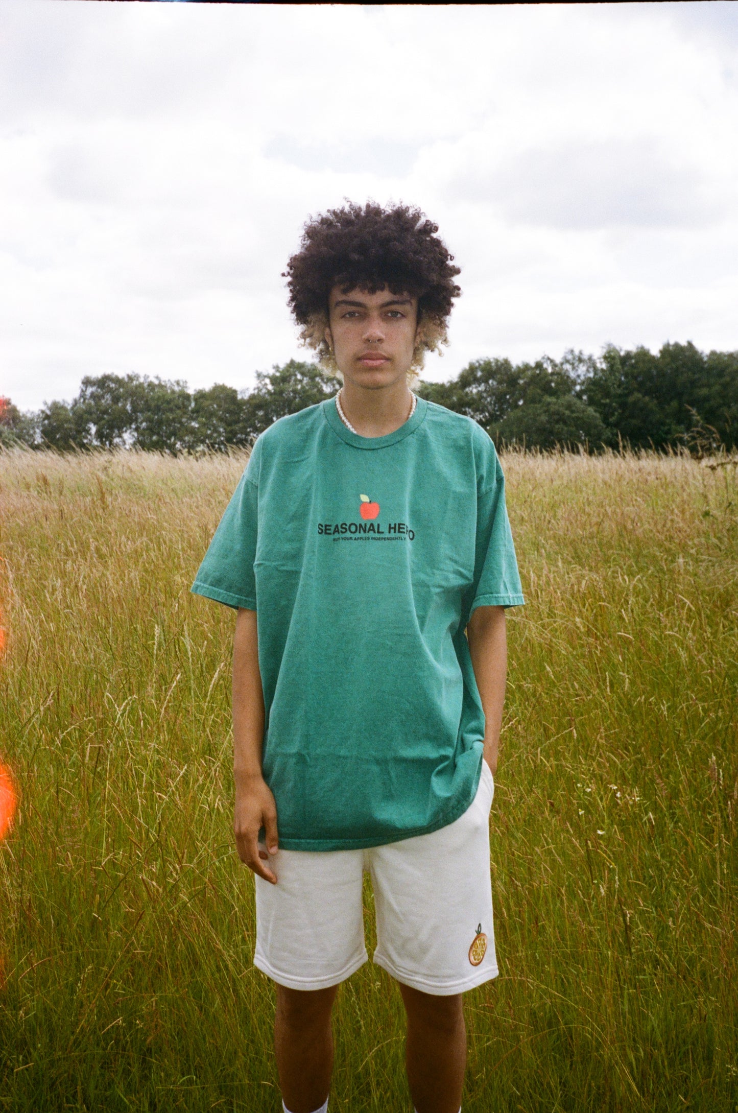 Seasonal Hero 'Orange Patch' Organic Jogger Shorts - Natural