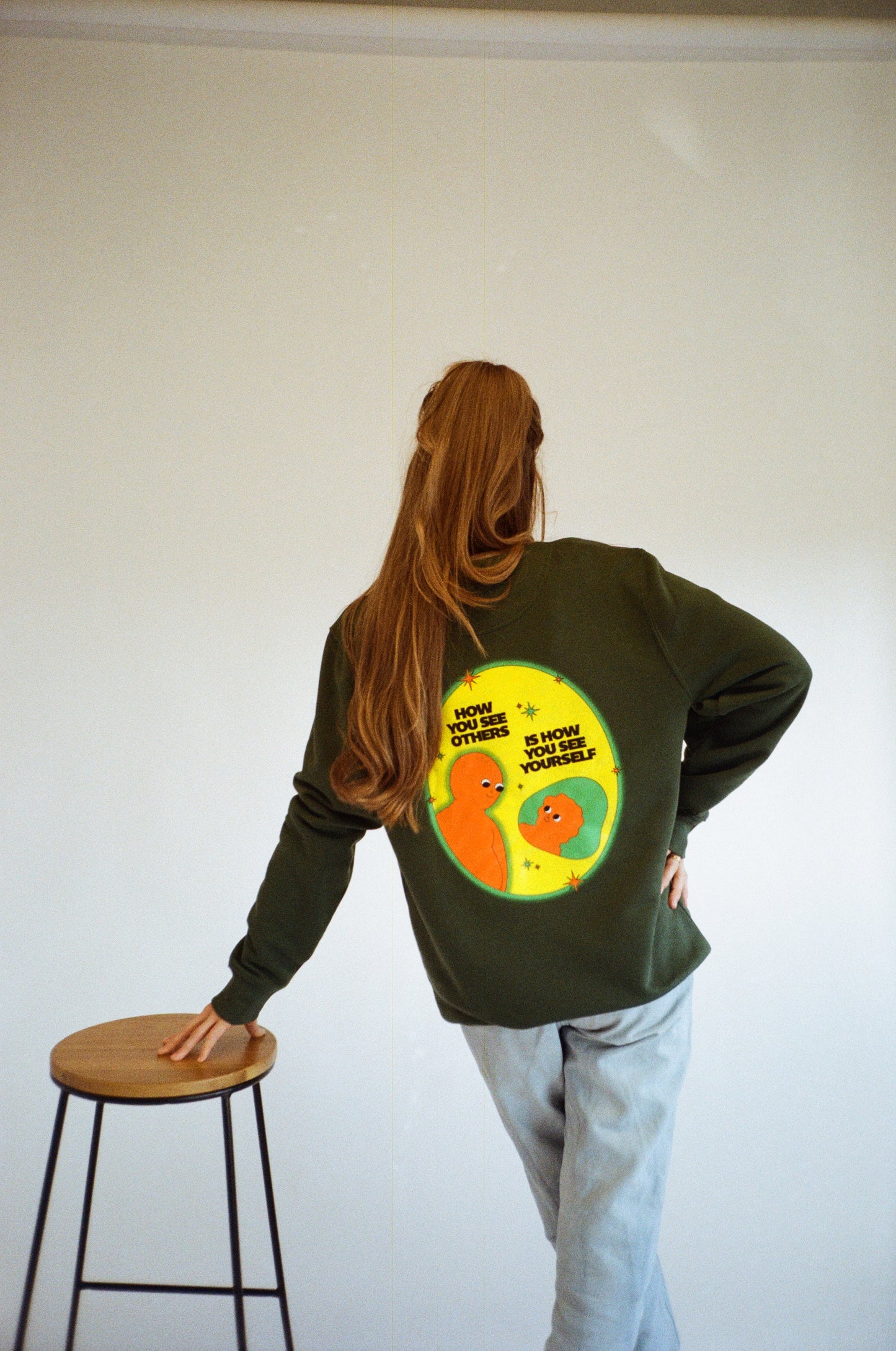 Load image into Gallery viewer, Pleasure Paradox &amp;#39;How You See Yourself&amp;#39; Sweater - Bottle Green
