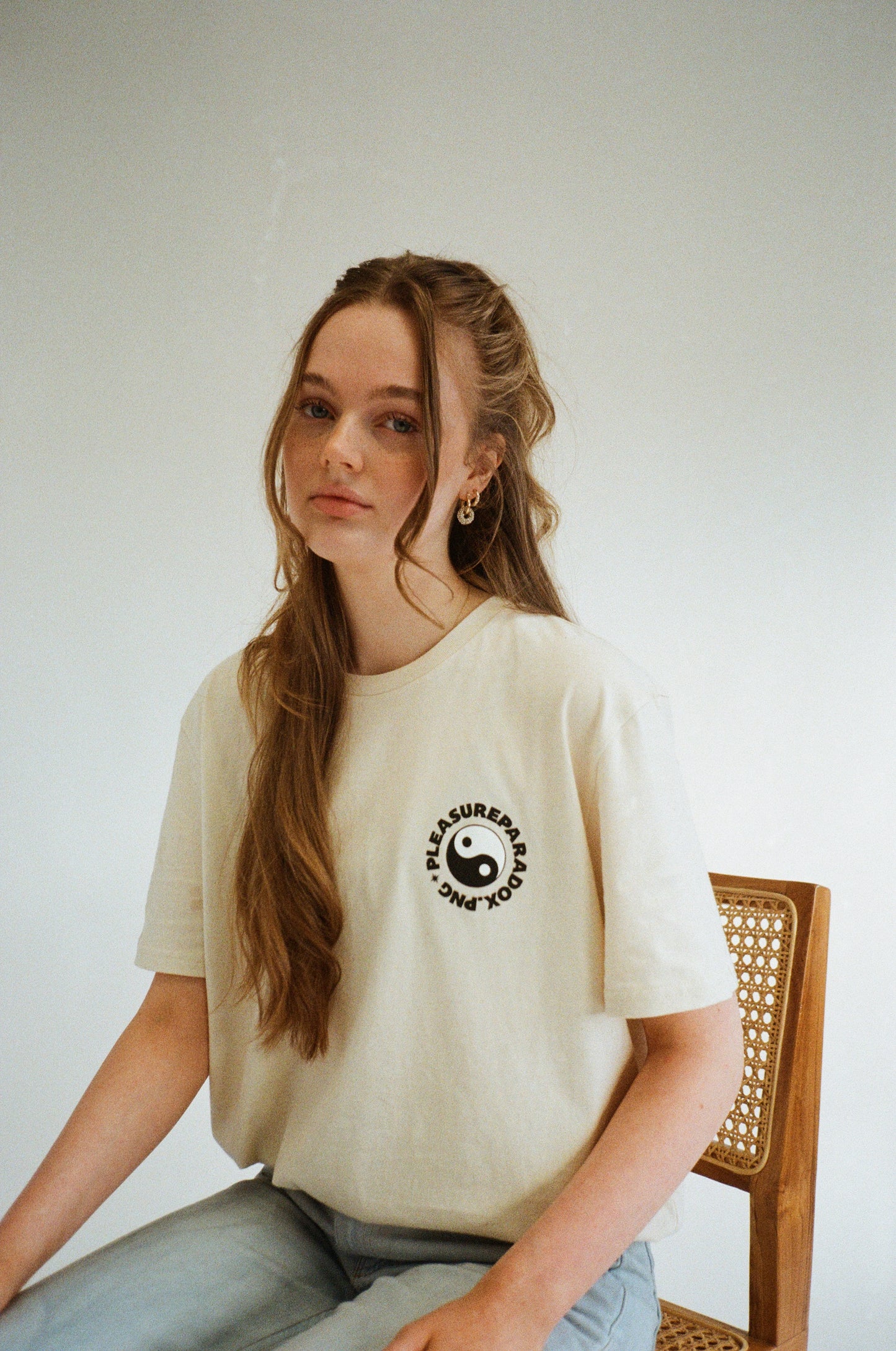 Pleasure Paradox 'You Can't Hate Yourself' Natural Tee - Lavender Print