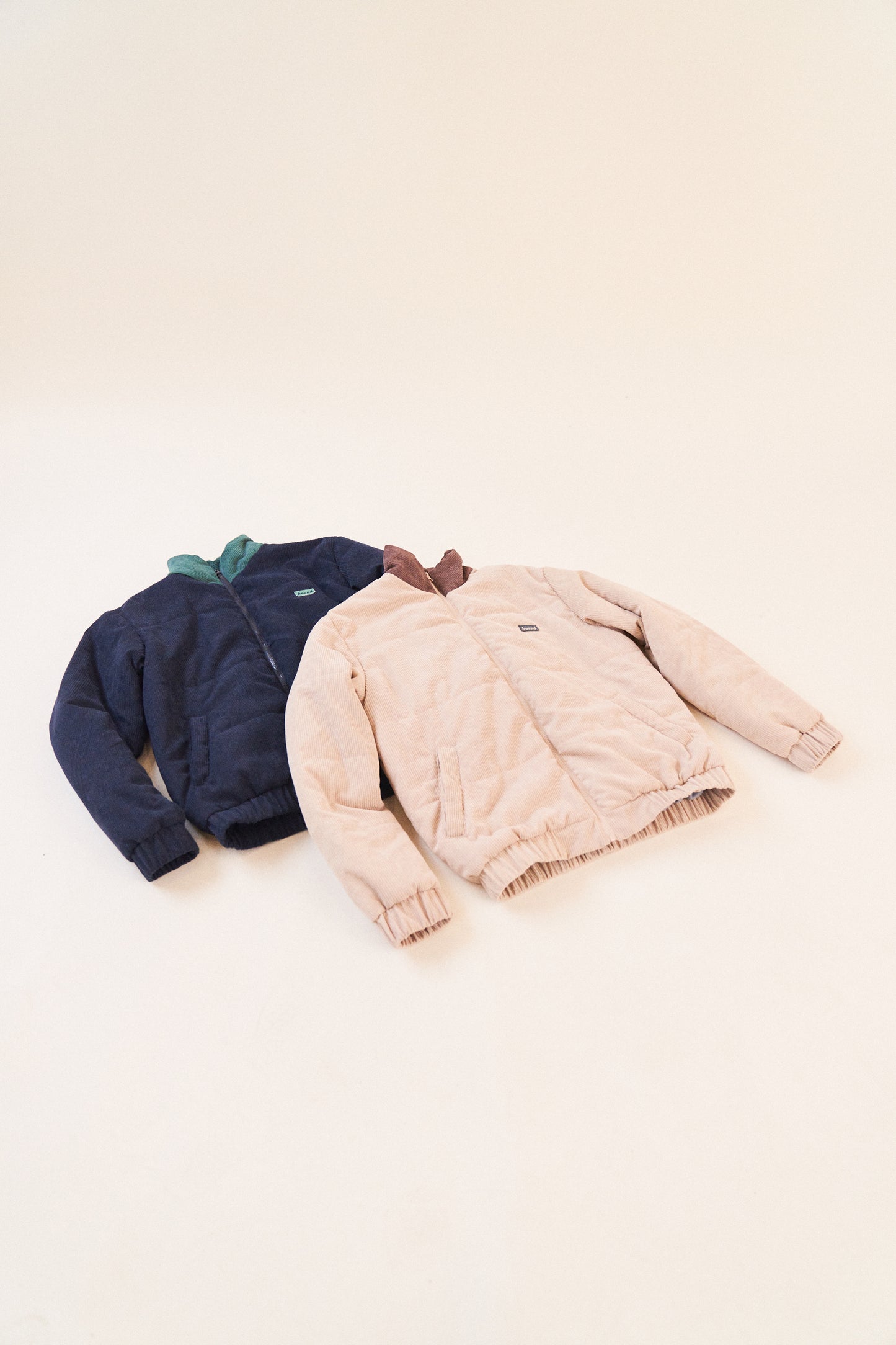 bound 'Navy' Corduroy Puffer Coat