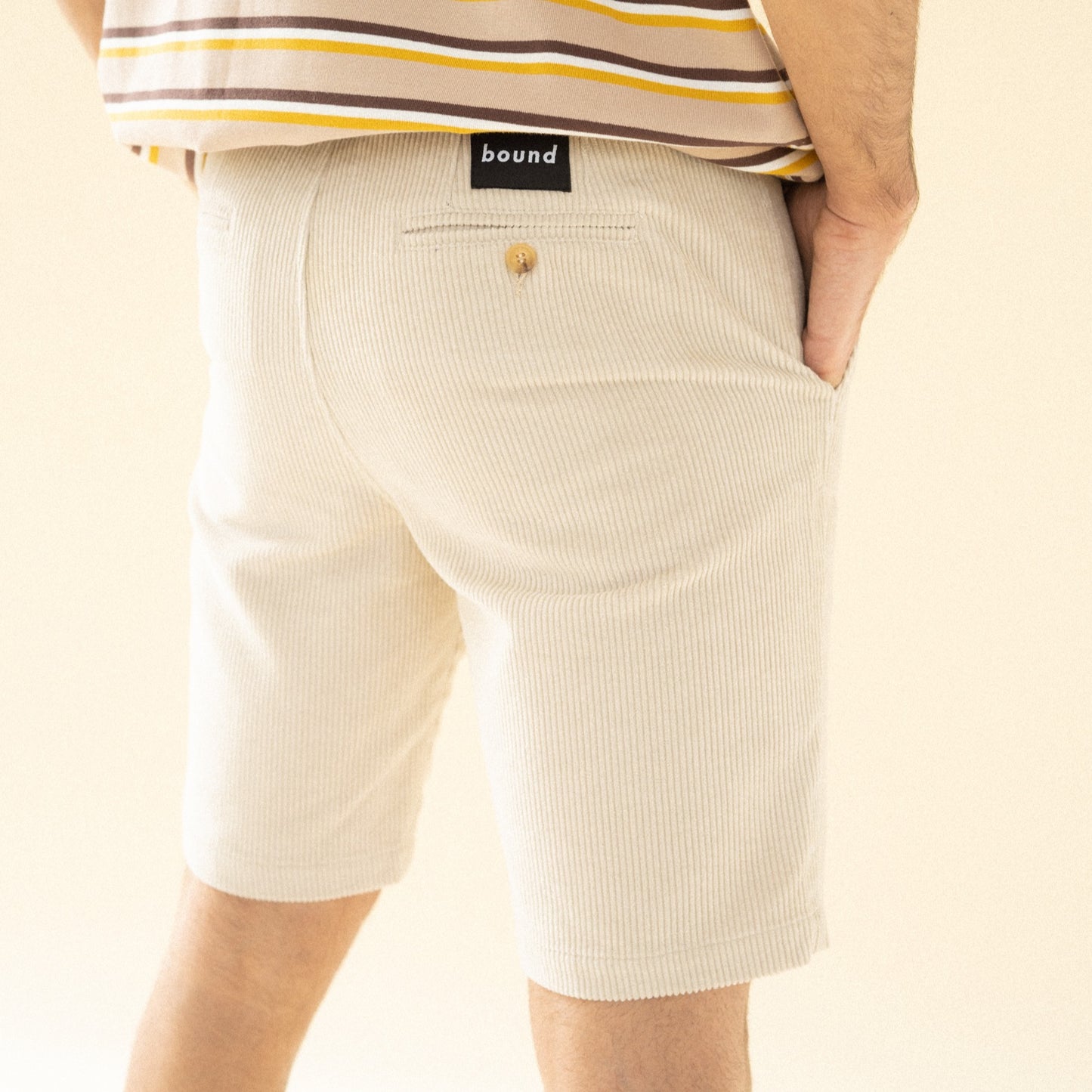 bound 'Cream' Cord Shorts