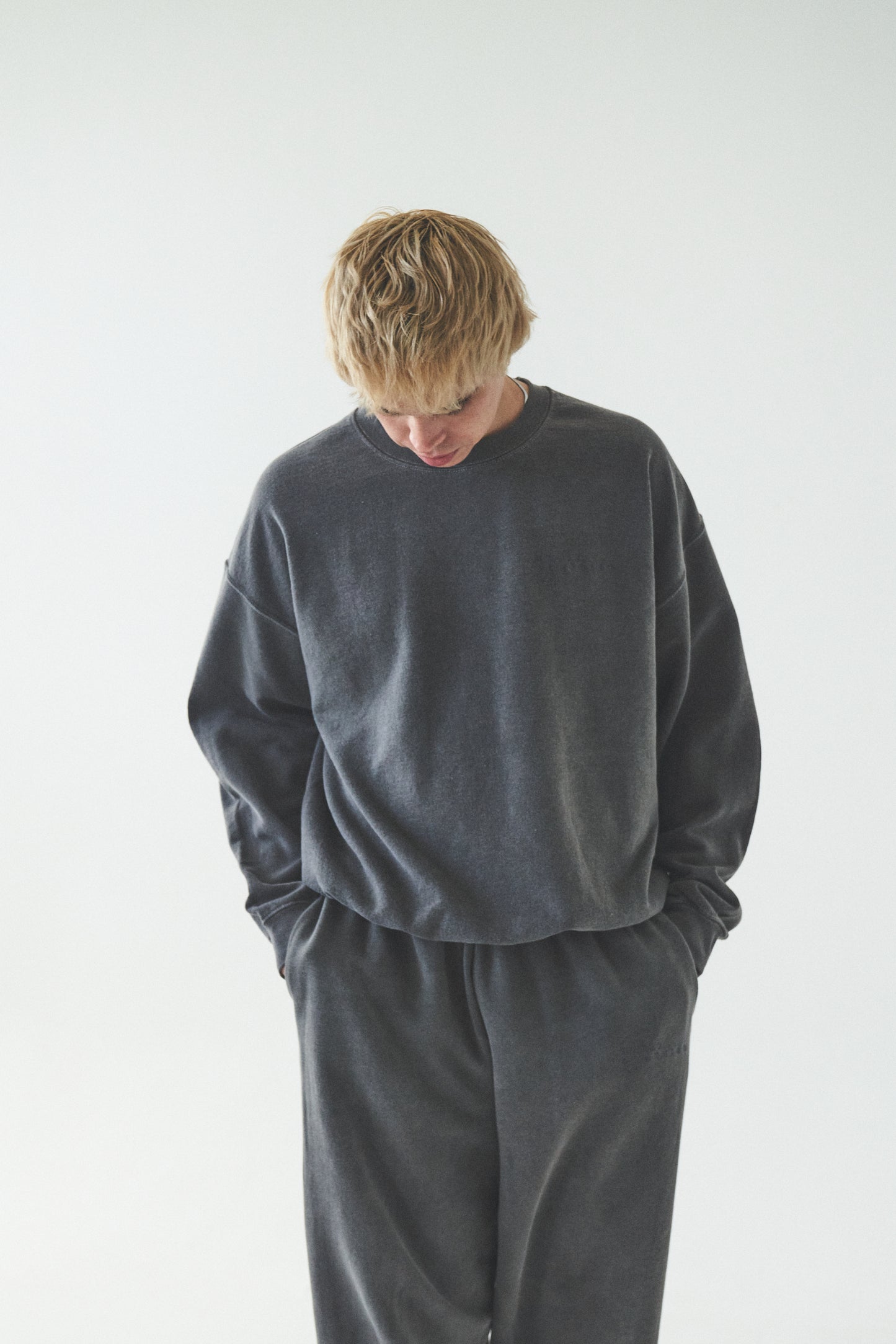 Essentials 'Sets' Vintage Washed Sweater - Charcoal