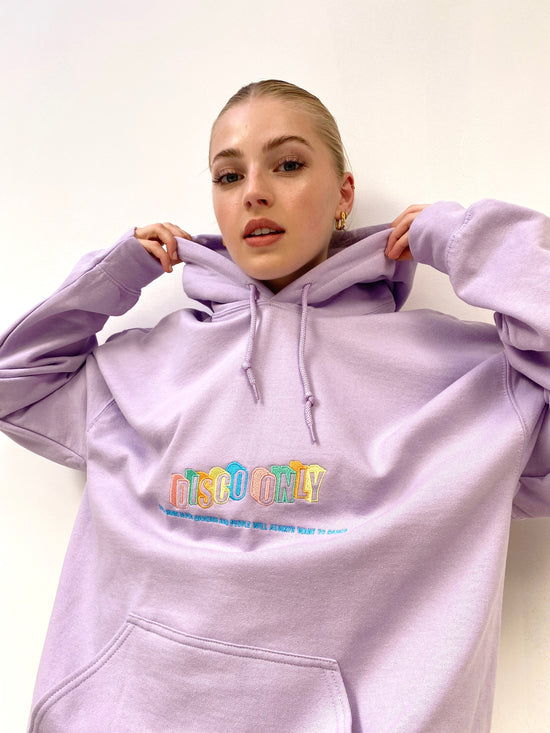 Load image into Gallery viewer, DISCO ONLY &amp;#39;Dancers&amp;#39; Hoodie - Pastel Orchid
