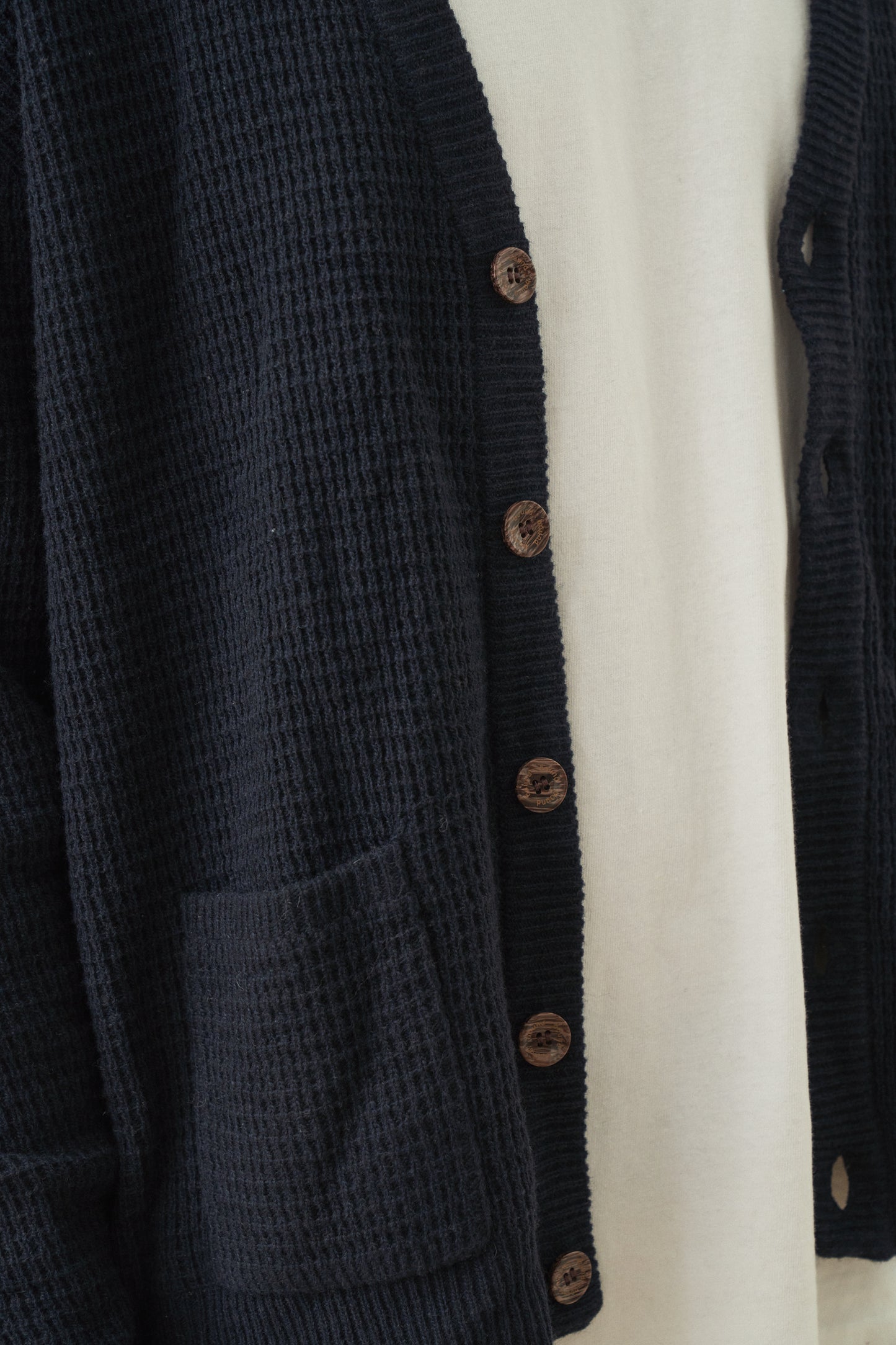 bound 'Oxford' Navy Waffle Cardigan