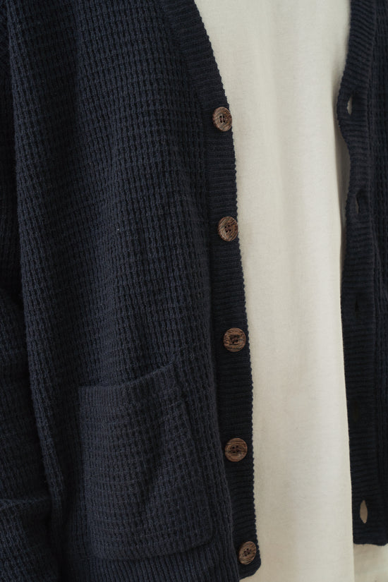 bound 'Oxford' Navy Waffle Cardigan
