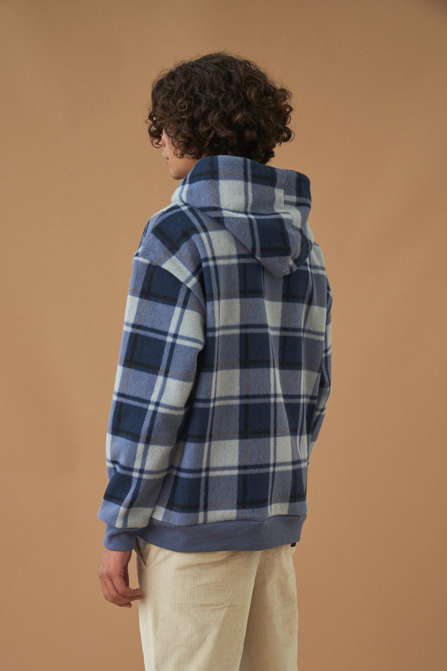 Checkered fleece hoodie hotsell