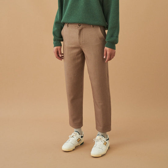 bound 'Dogtooth Woven' Cropped Trouser